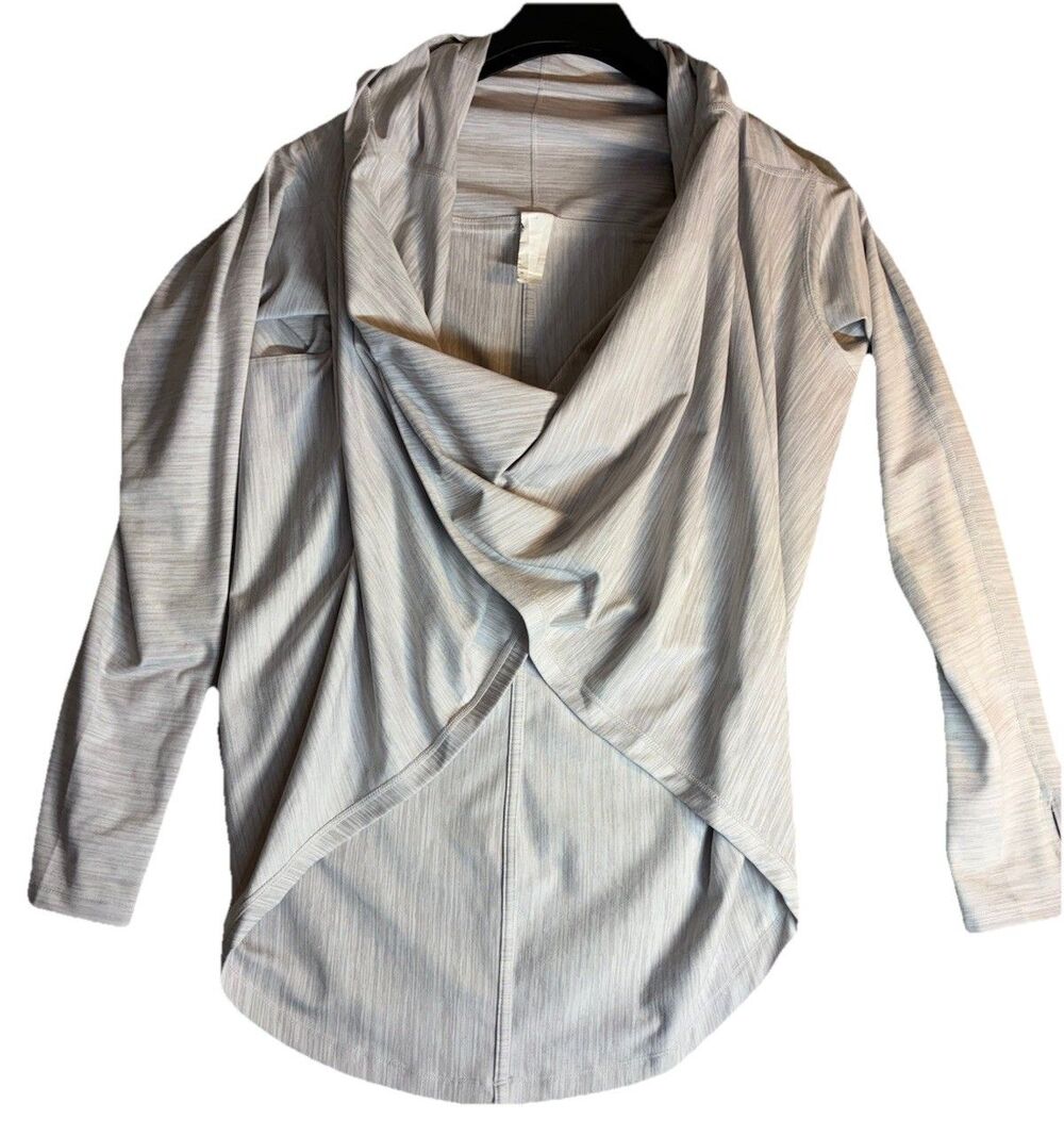 Zyia Active Top Sz L Yoga Shawl Twist Front Cowl Relaxed Fit Pullover Pilates